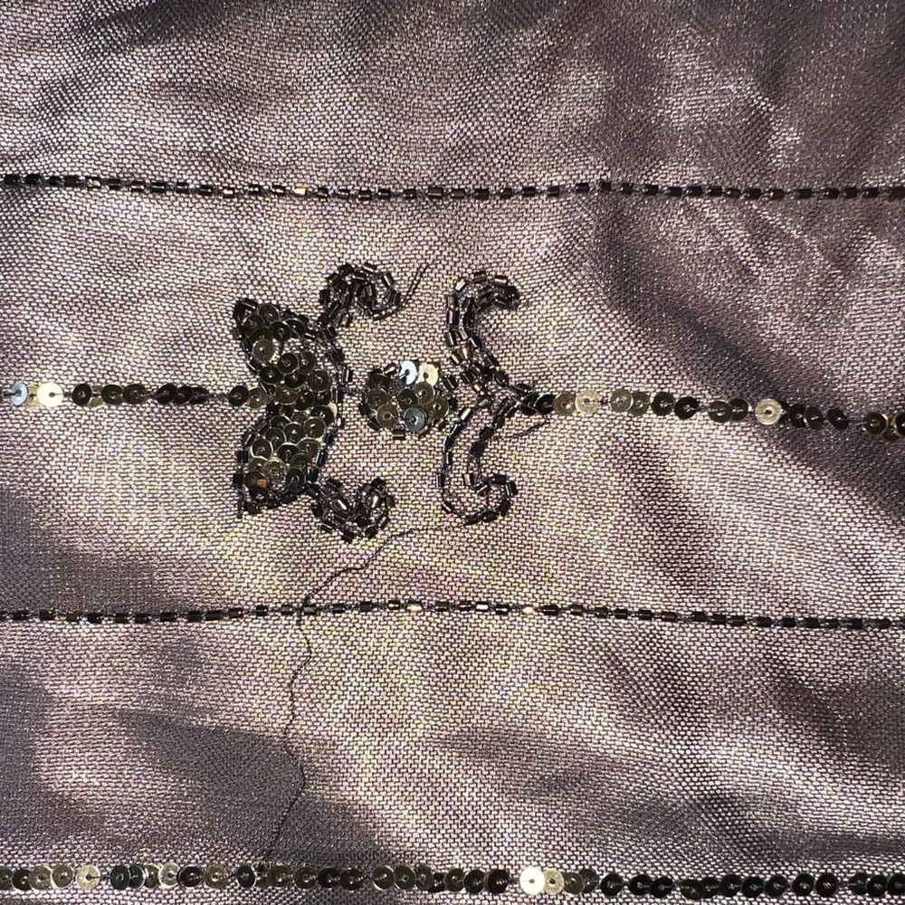 Gorgeous Gatsby style lace and satin tan gold slip skirt w/ sequin overlay. Y2K - Picture 16 of 16